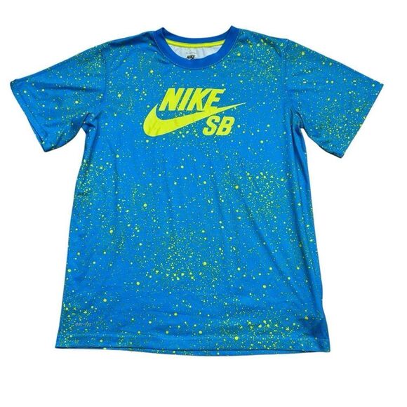 Big Boys Nike SB Dri-Fit Blue and Green Splatter Logo T-Shirt Size XL - Picture 1 of 8